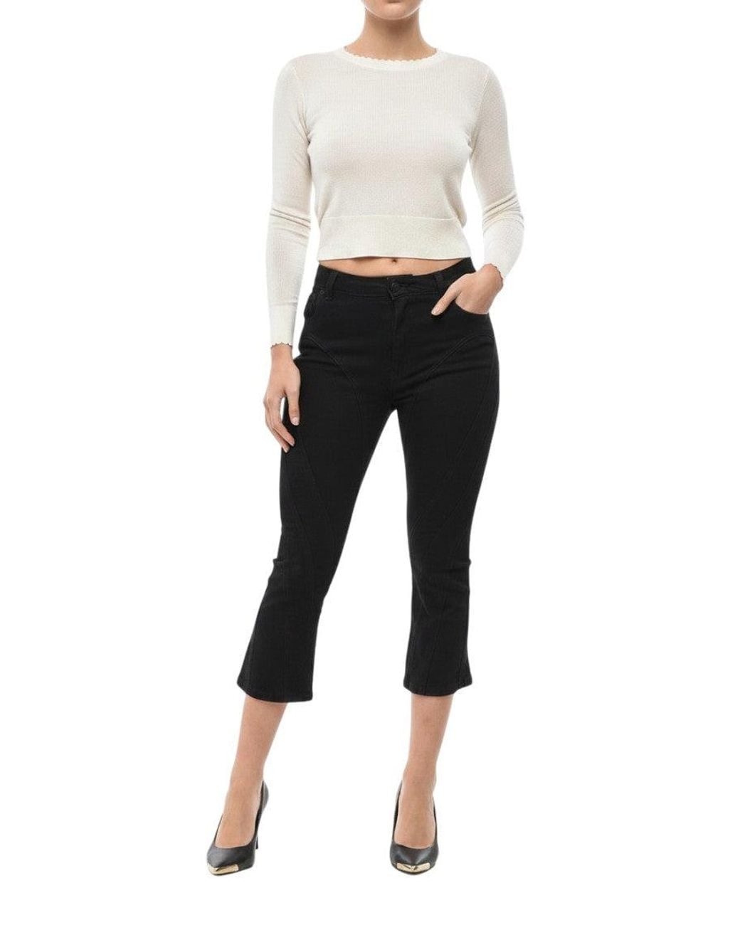 Mugler Black Bootcut Mid Rise Jeans