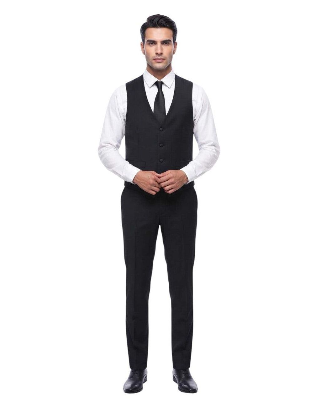 Corneliani Black Solid Waistcoat for men