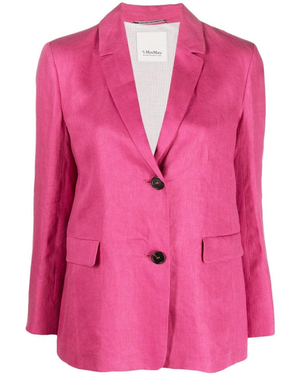 Max Mara Pink Single-Breasted Linen Blazer