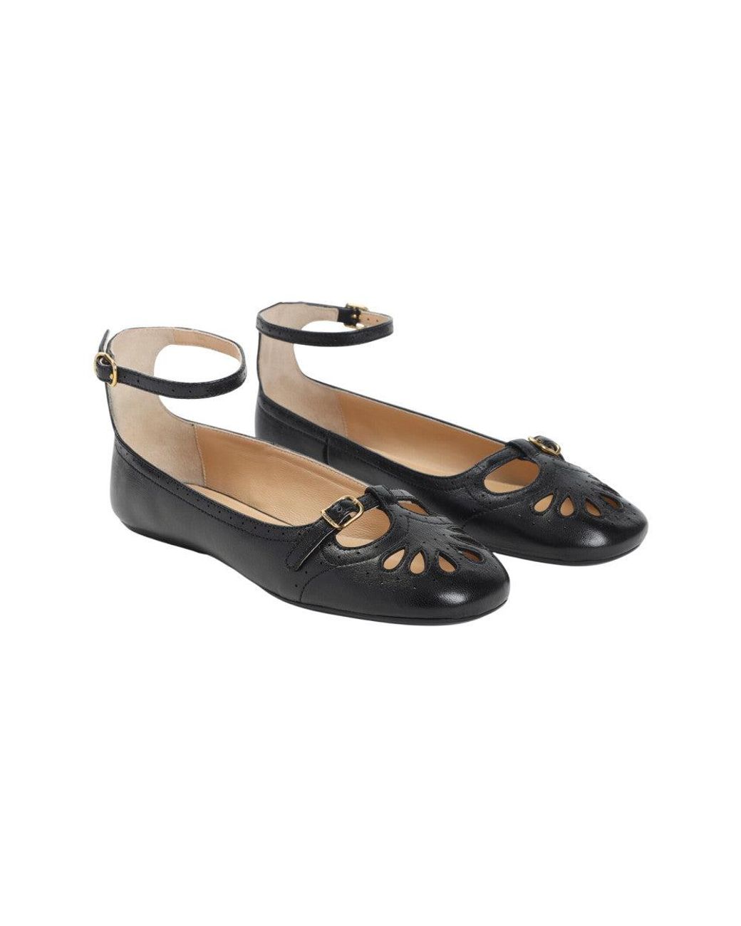 Chloé Black Perforated Ballet Flats
