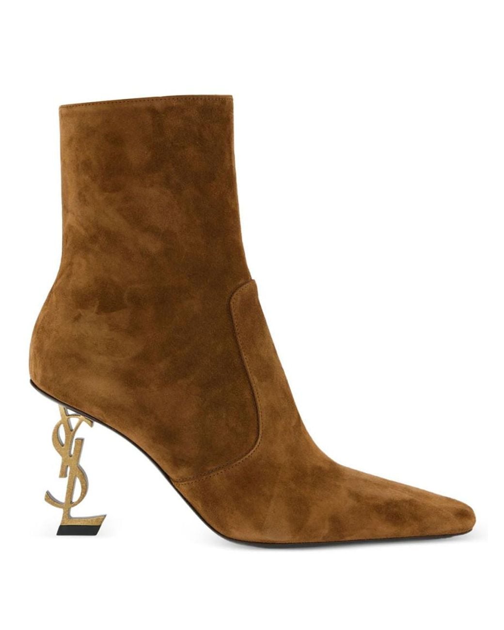 Saint Laurent Brown Suede Cassandre Boots