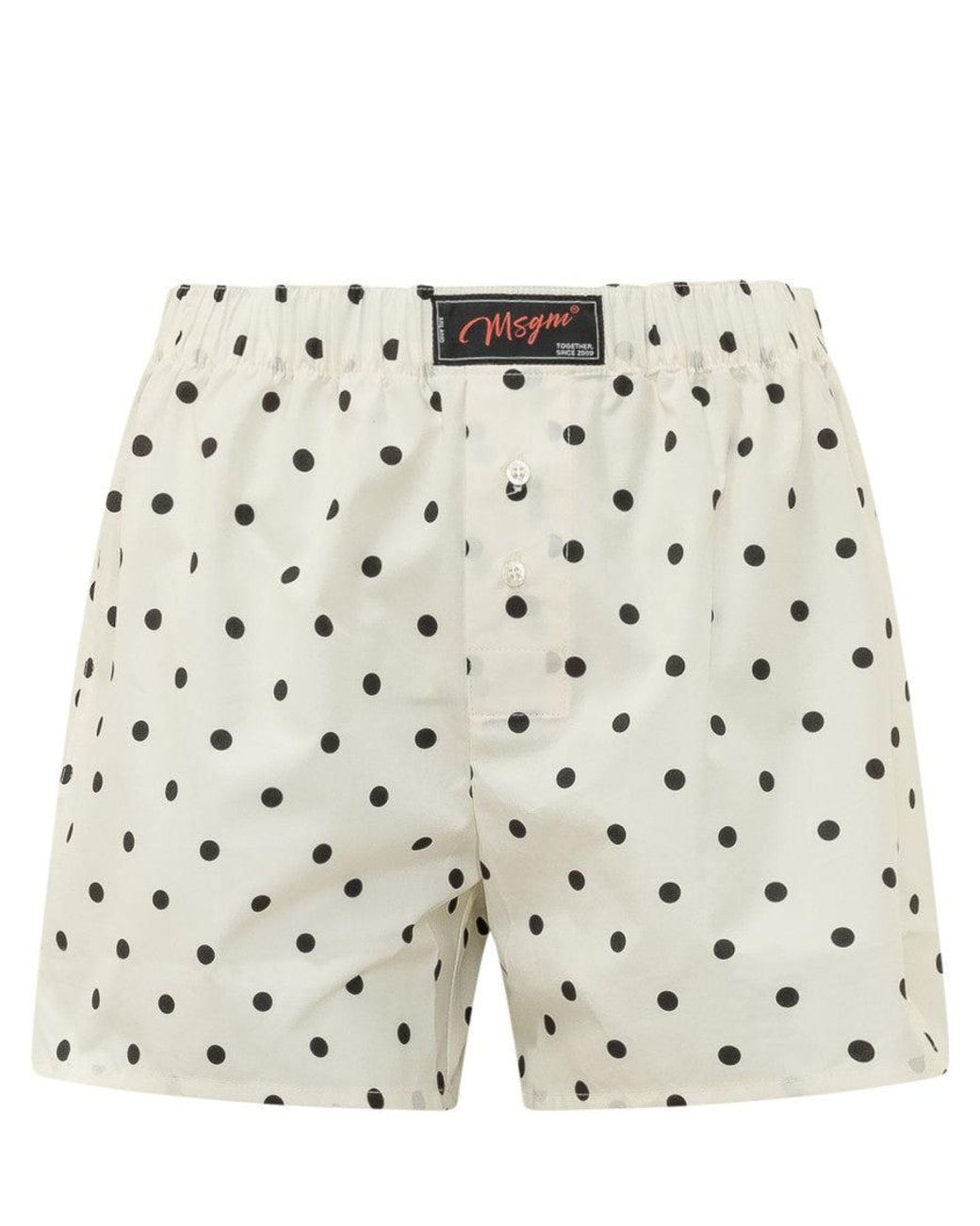 MSGM White Boxer Shorts With Vita Technology And Polka Dot Print