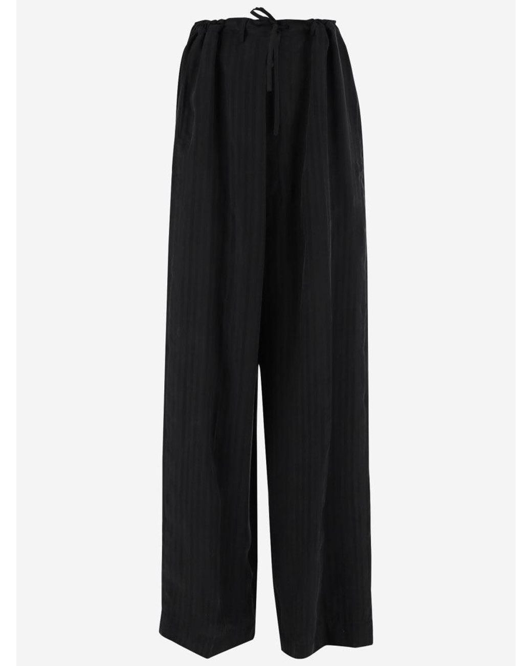 Balenciaga Black Drawstring Wide-Leg Pants