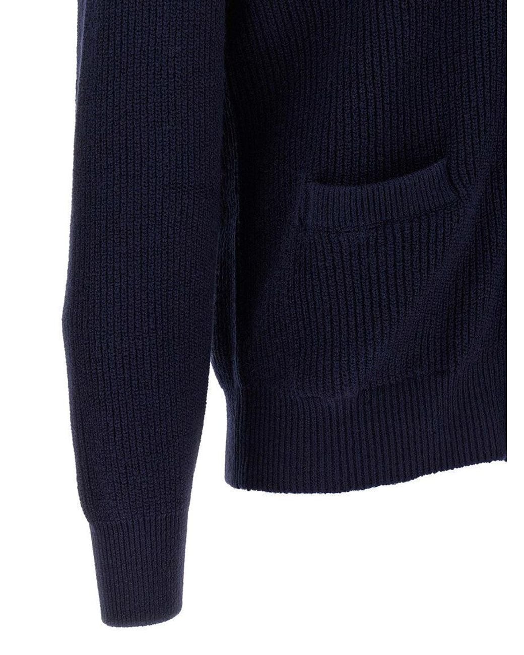 Brunello Cucinelli Blue Knitted Cardigan for men