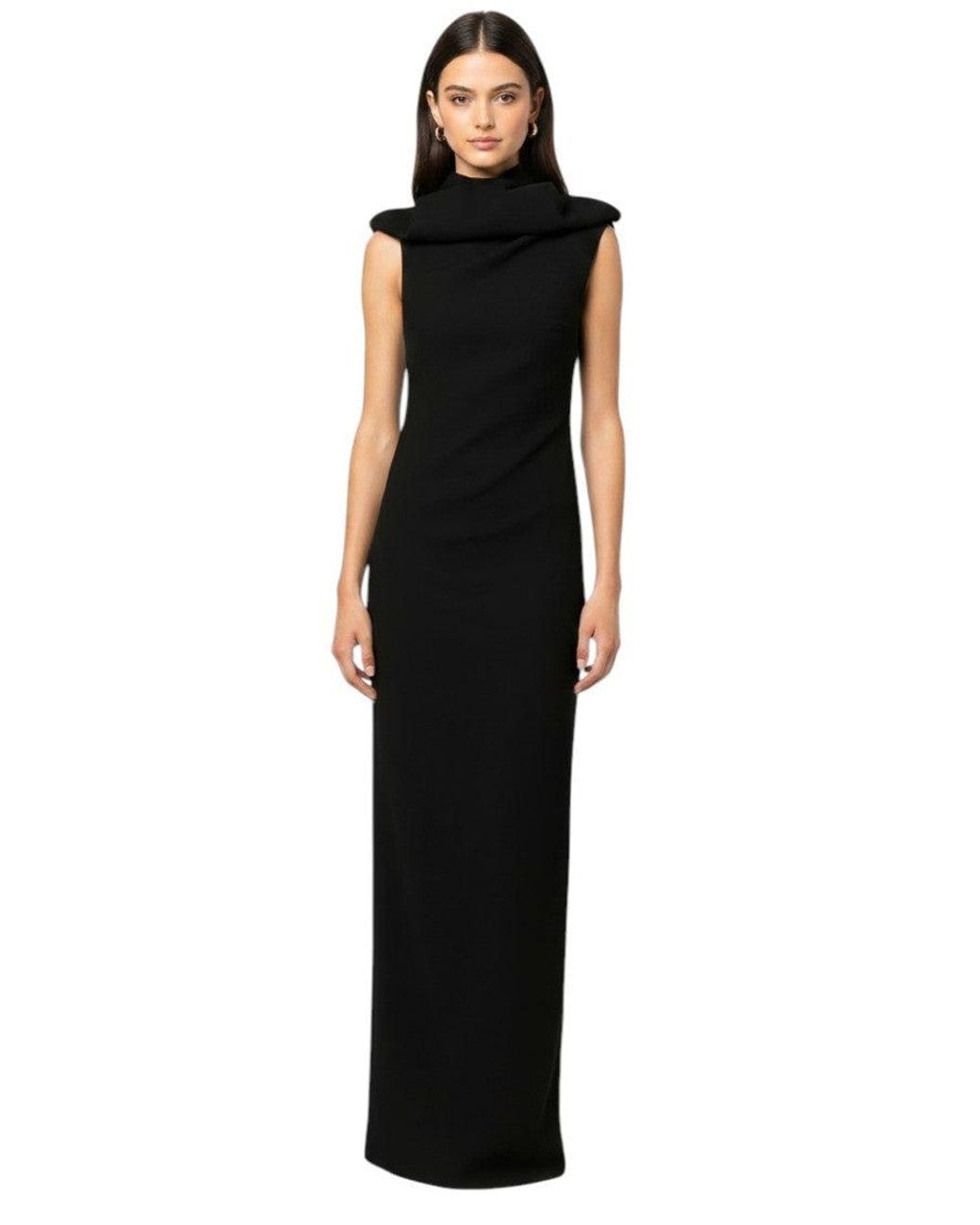 Monot Black Solid Hood Full Length Dress