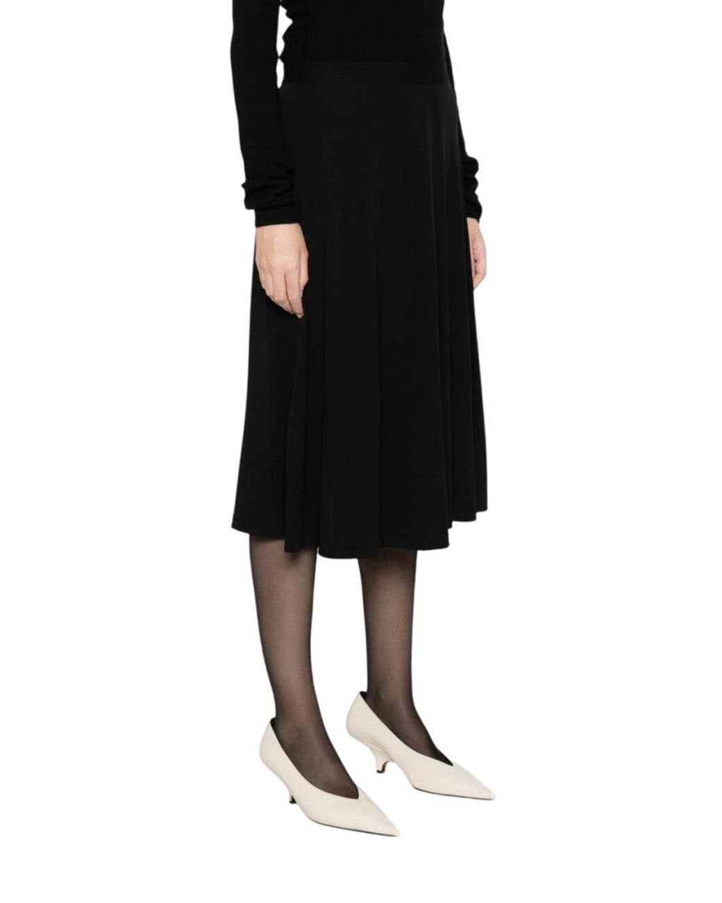 Totême Black Solid Midi Skirt