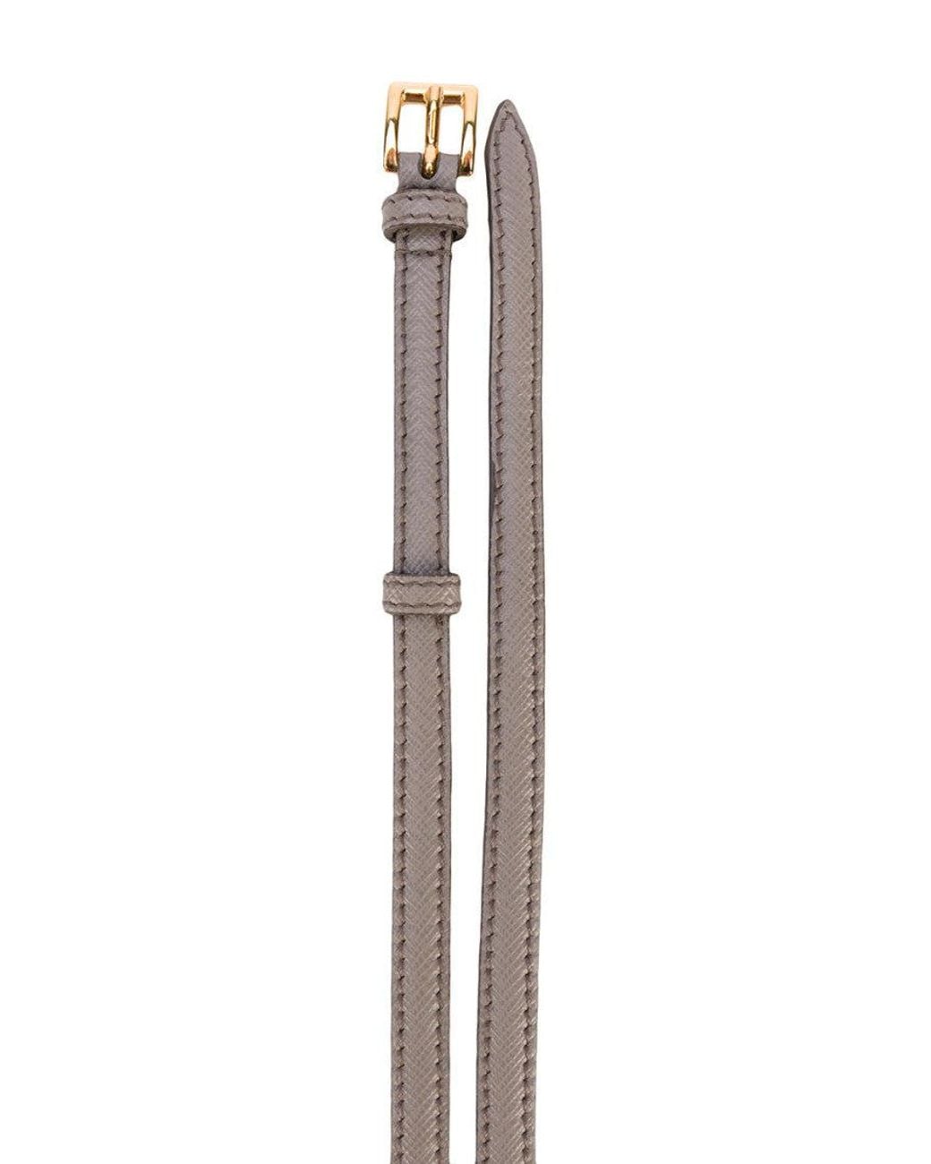 Prada Gray Thin Textured Belt