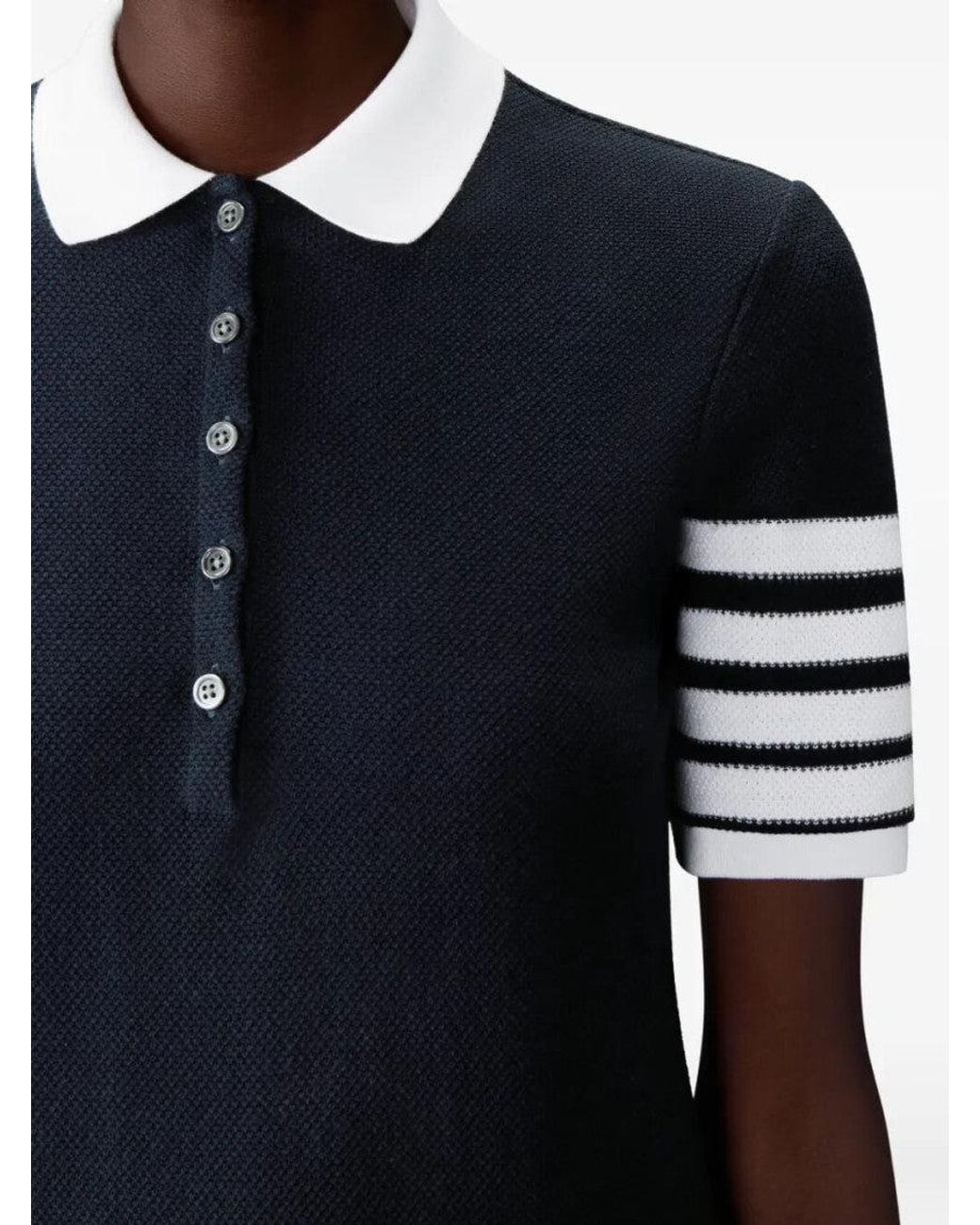 Thom Browne Blue 4-Bar Cotton Piqué Polo Dress