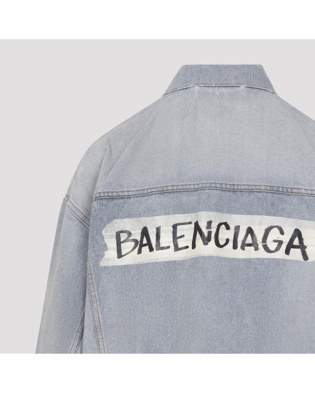 Balenciaga Blue Light Logo Denim Jacket