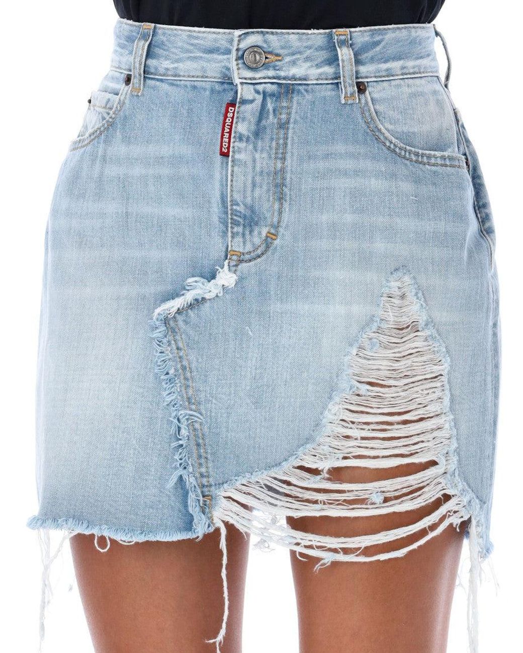 DSquared² Blue Distressed Mini Skirt