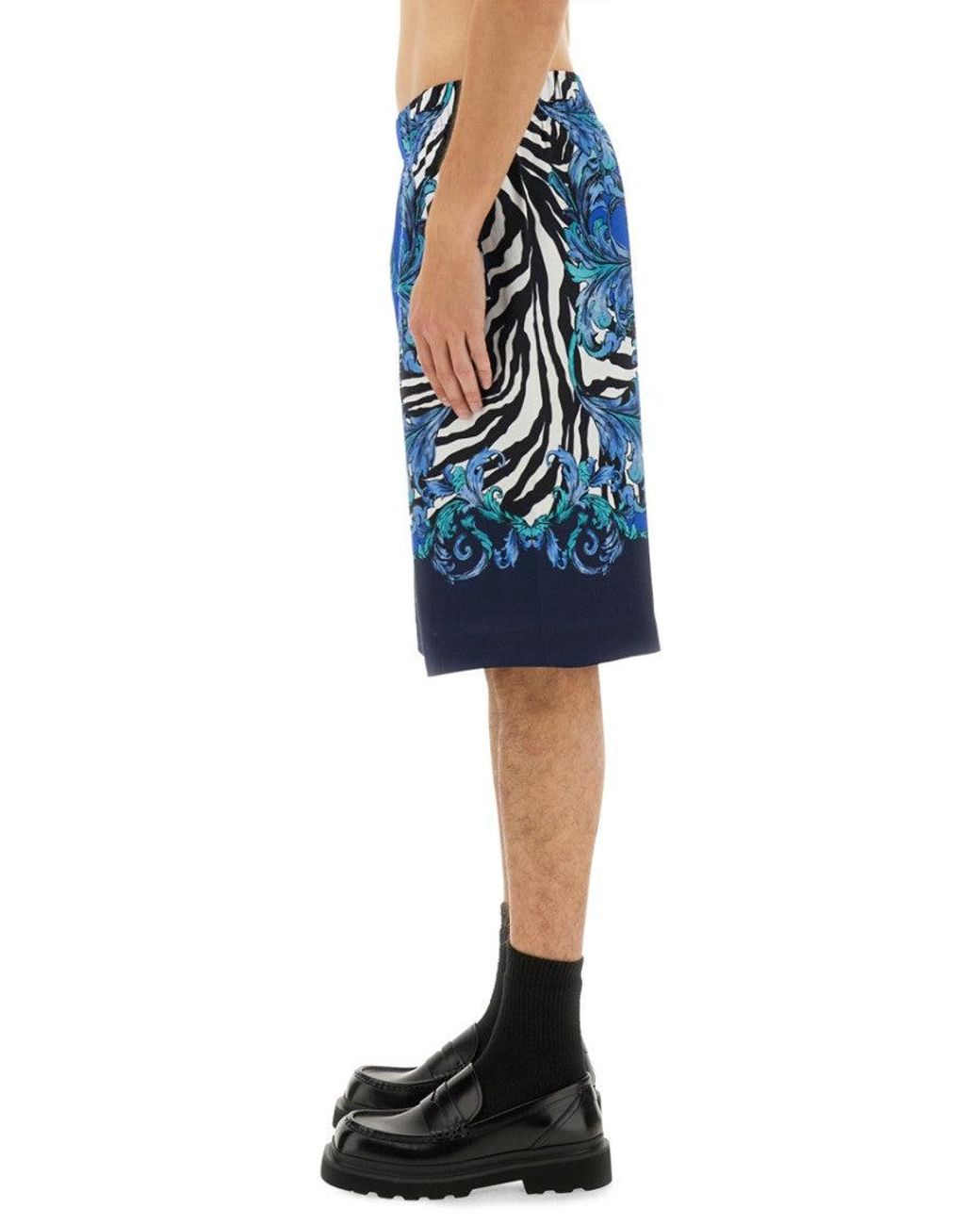 Versace Jeans Couture Blue Printed Shorts for men