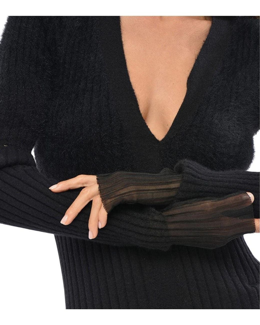 The Attico Black V Neck Maxi Dress