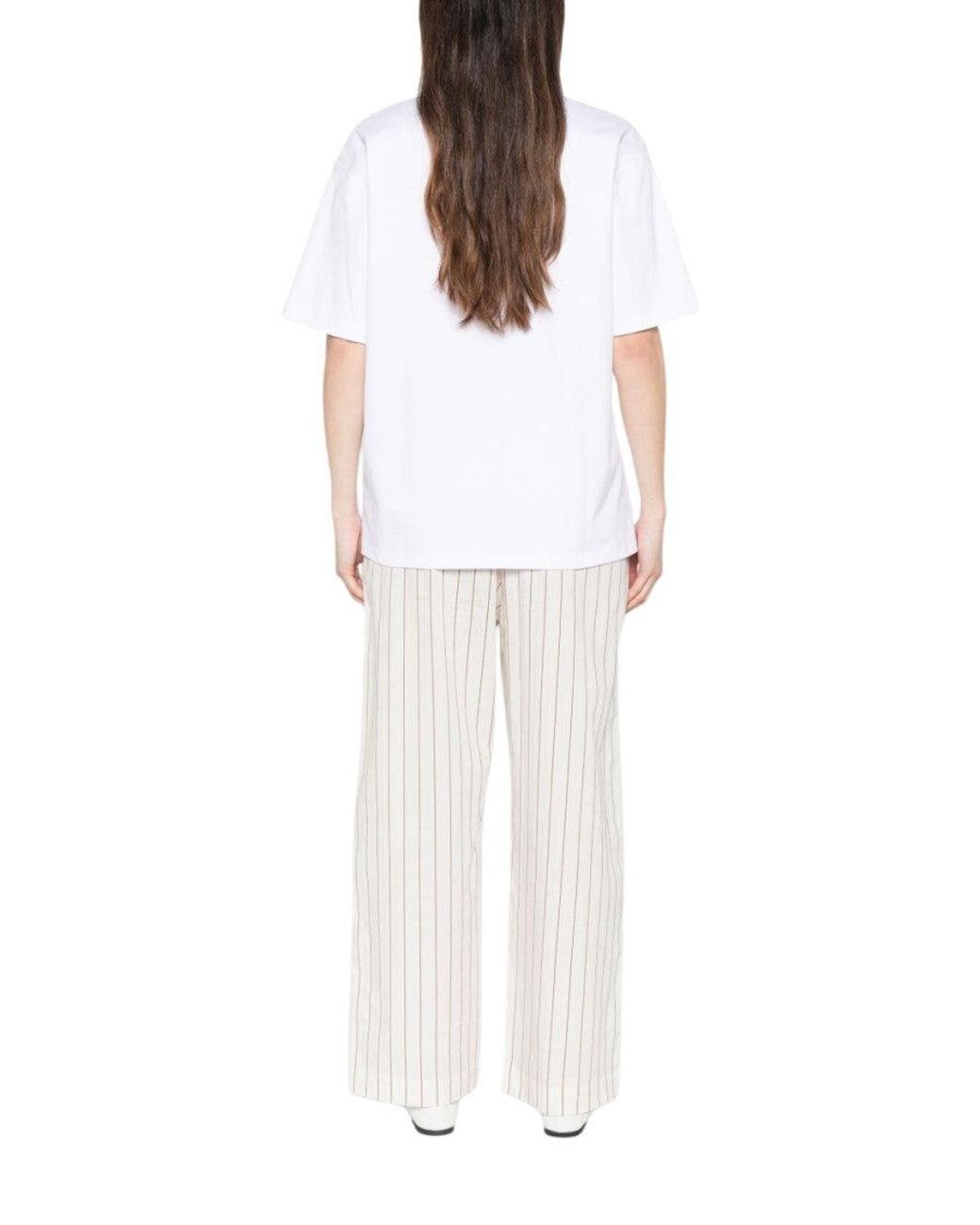 Ganni White Logo Crew Neck T-Shirt