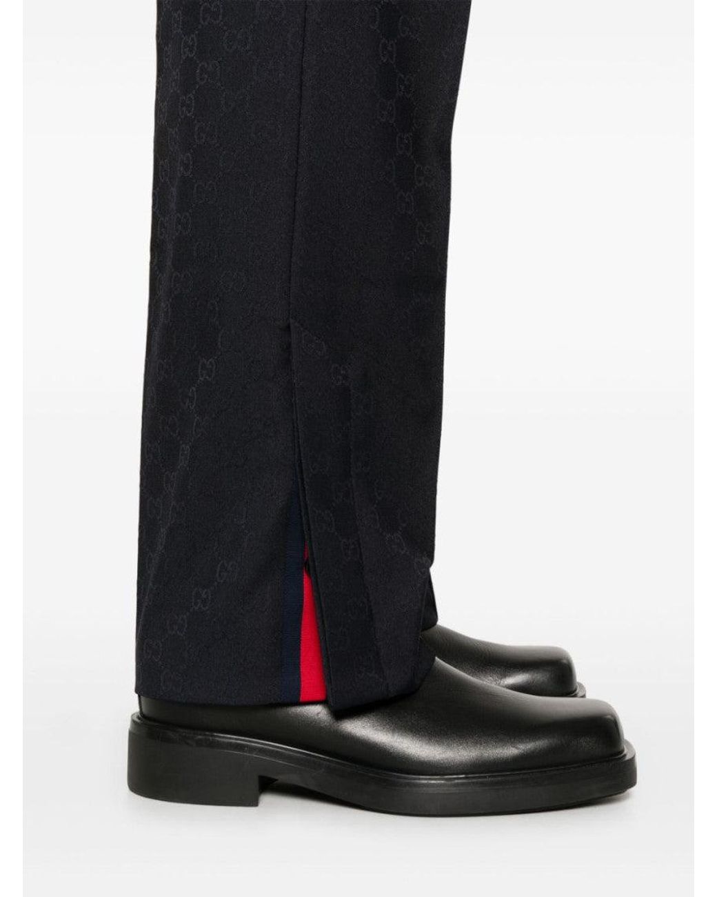 Gucci Blue Jacquard Drawstring Tapered Trousers for men