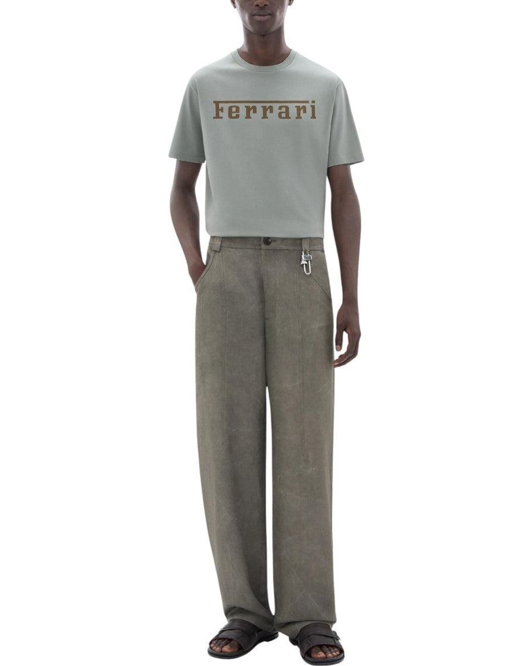 Ferrari Gray Crew Neck T-Shirt for men