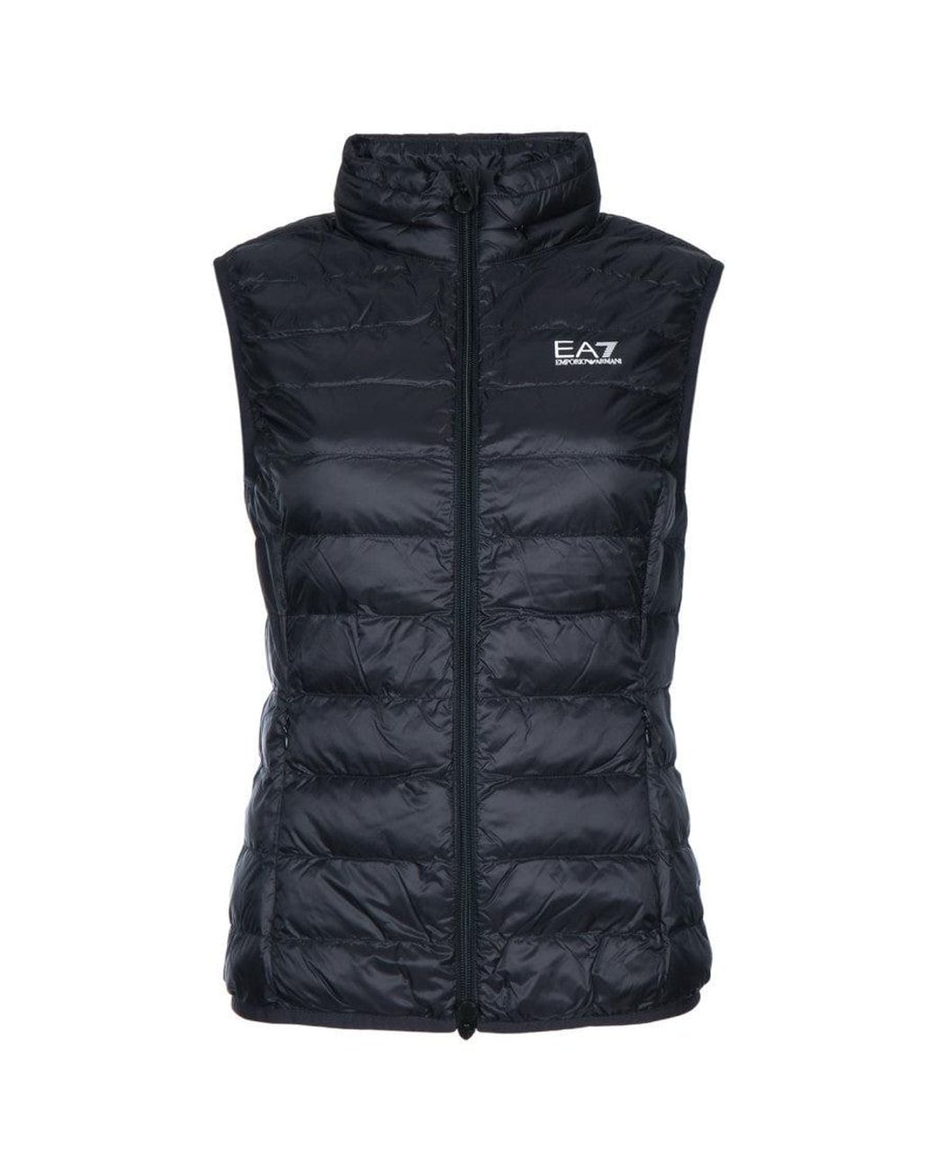 EA7 Blue Quilted Mock Collar T-Shirt