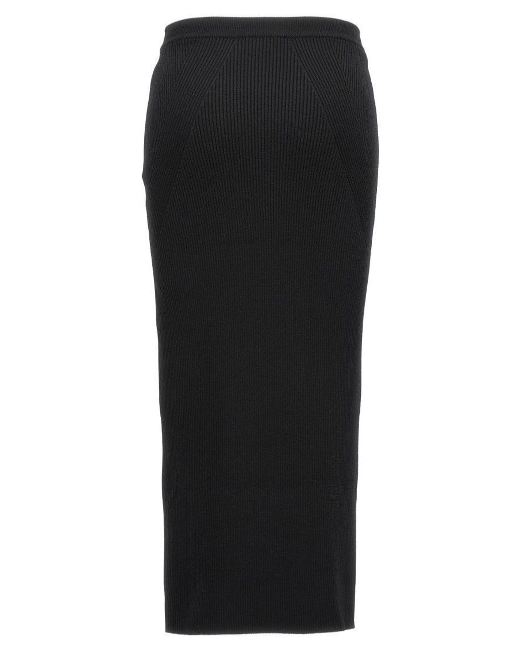 McQueen Black Textured Midi Skirt
