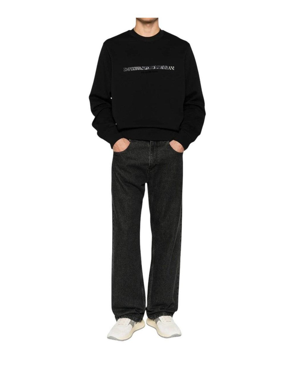 Emporio Armani Black Crew Neck Sweatshirt for men