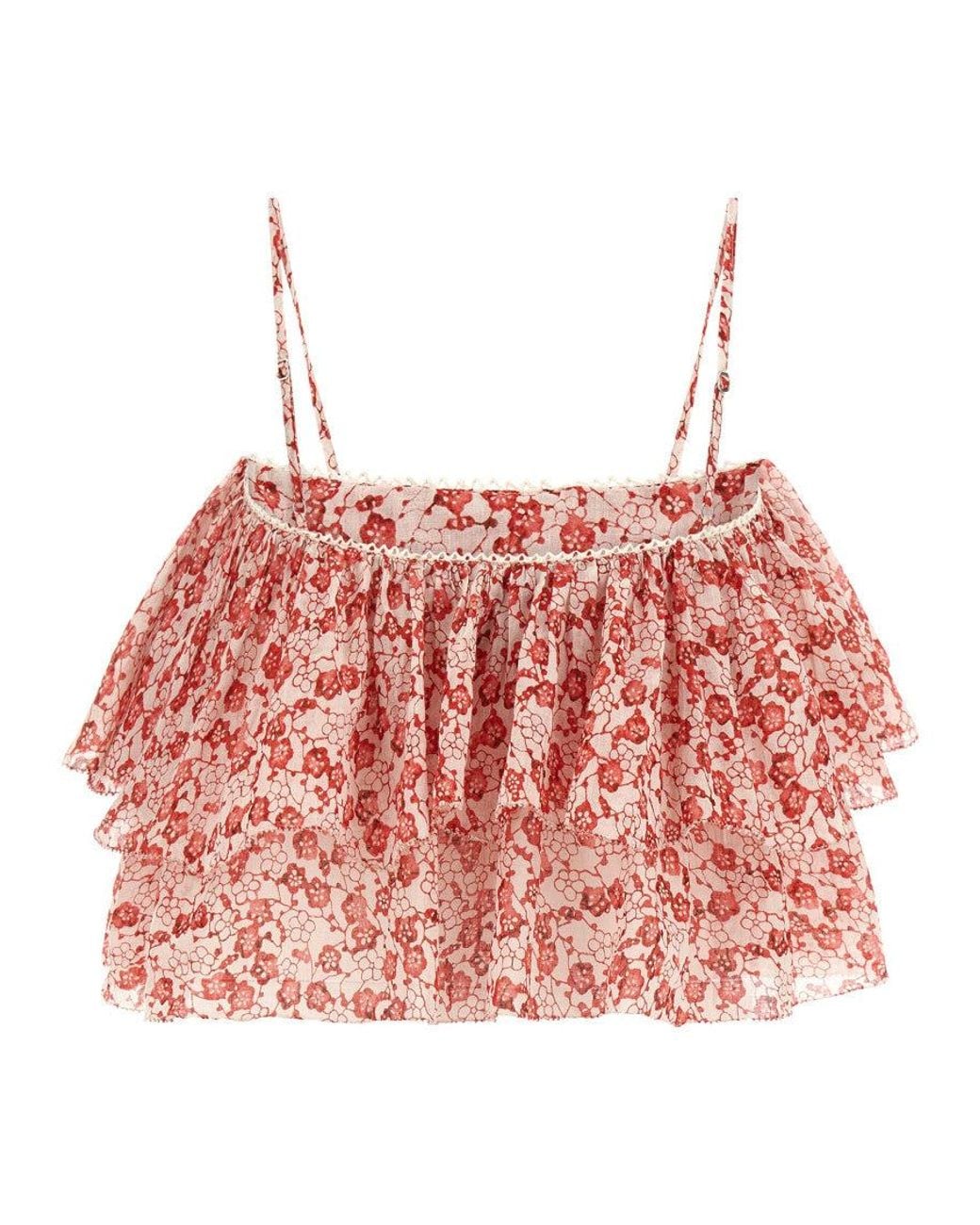 Isabel Marant Red Flower Print Crop Top