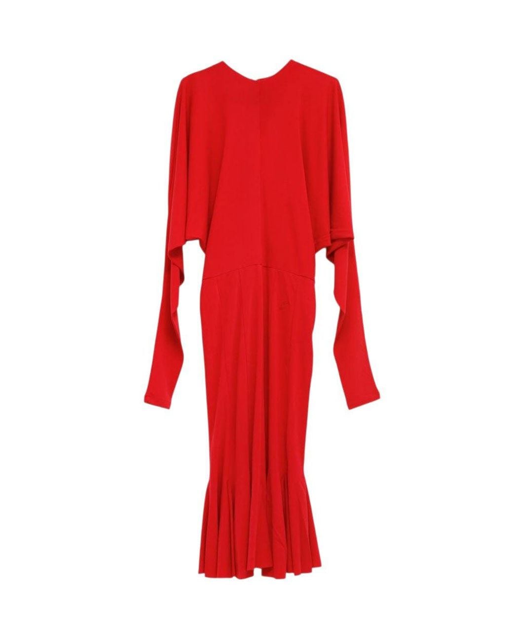 Jacquemus Red Solid Round Neck Midi Dress