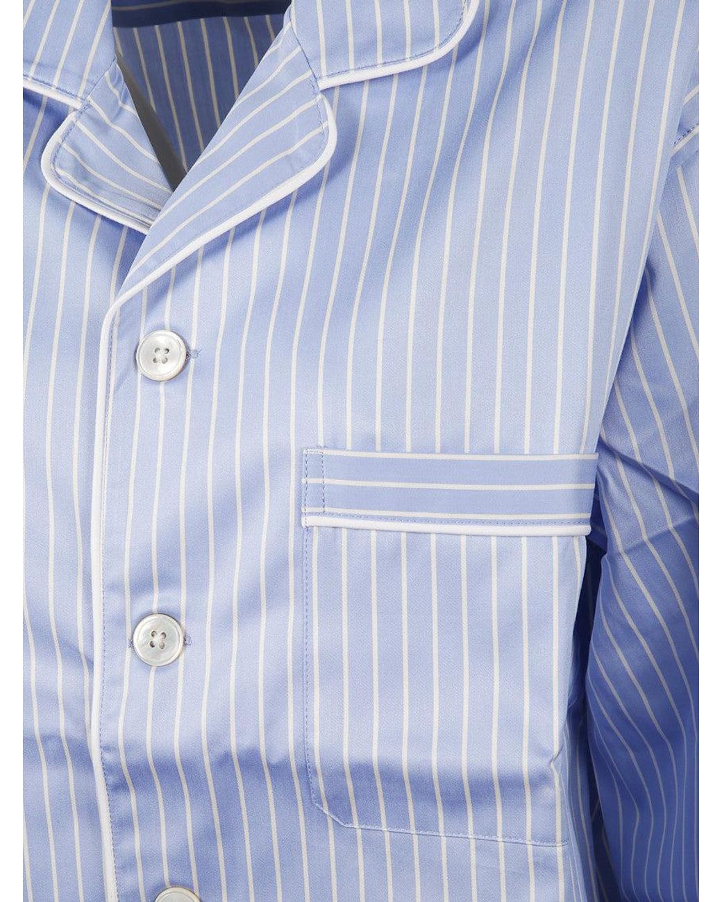 Tekla Blue Regular Stripes Shirt
