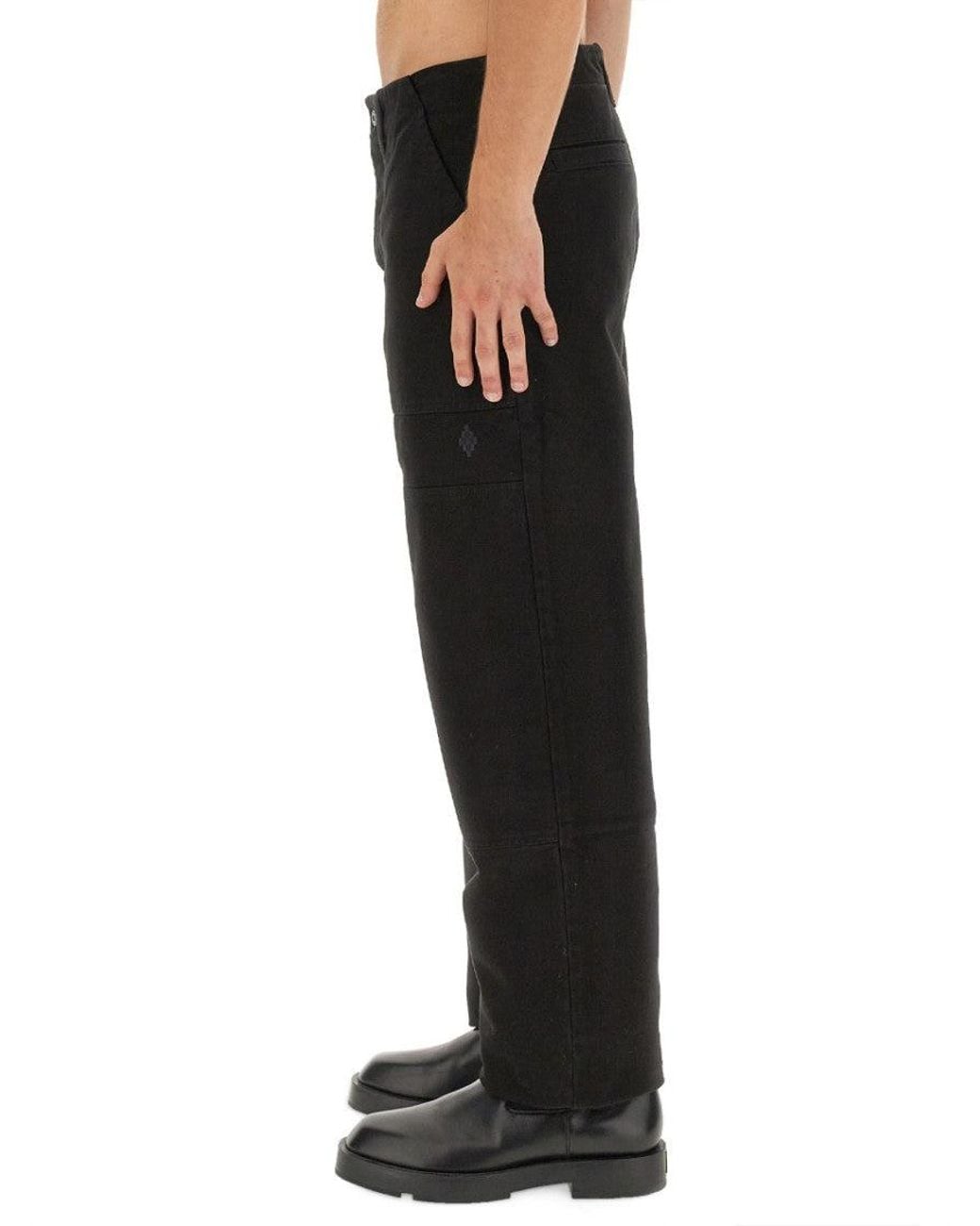 Marcelo Burlon Black Straight Logo Pants for men
