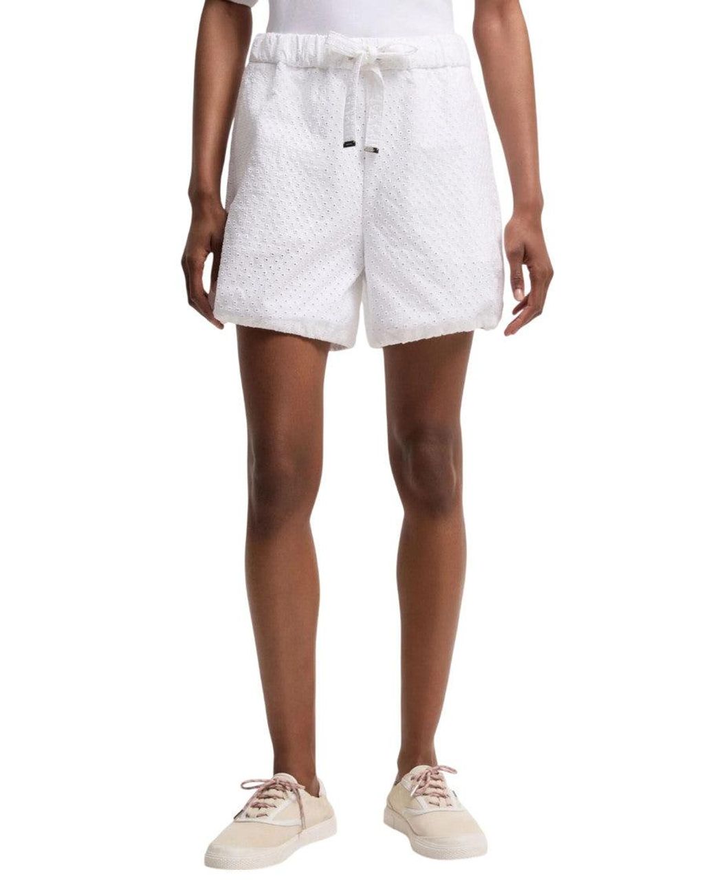 Moncler White Textured Shorts