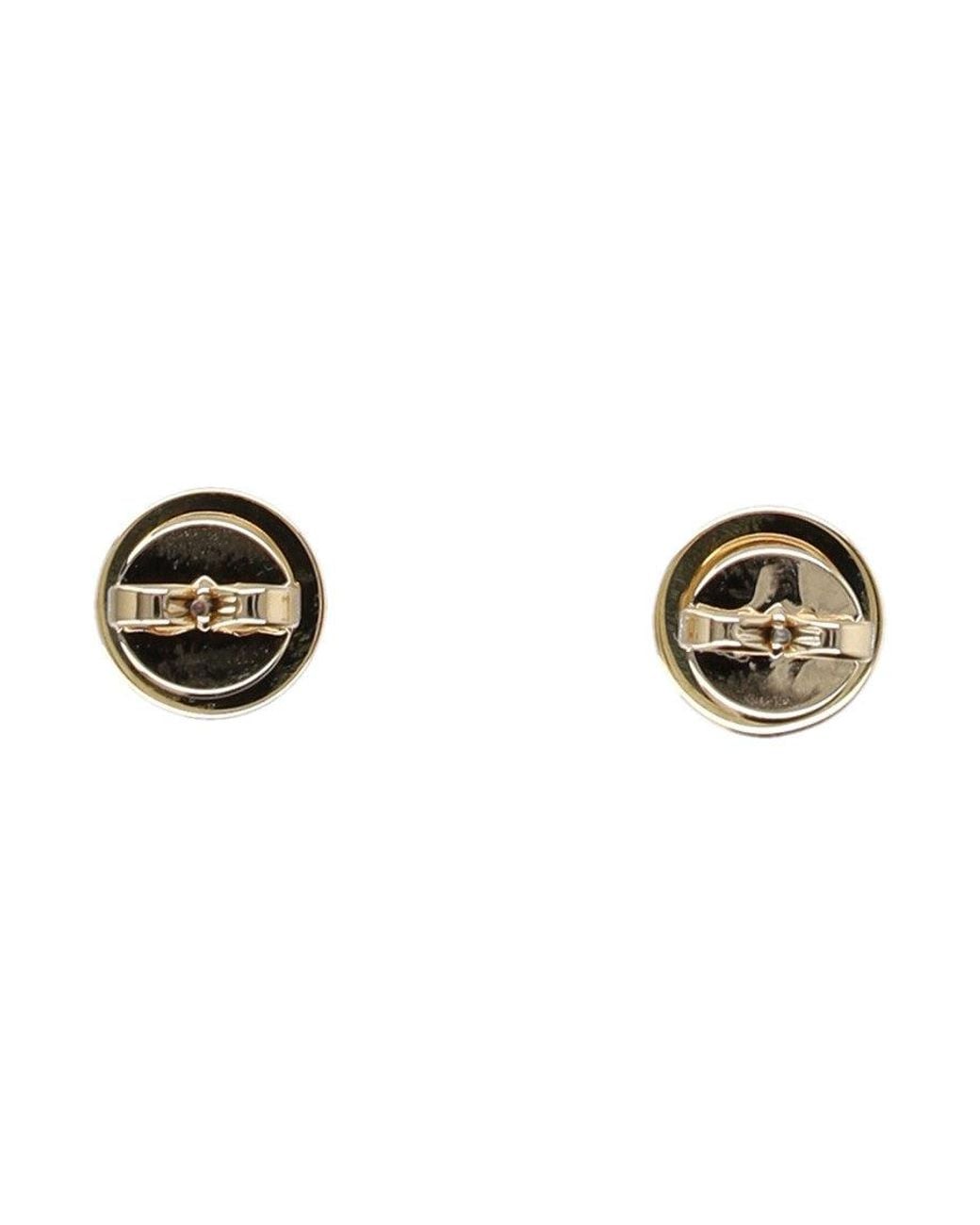 Tory Burch Black Golden Logo Stud Earrings
