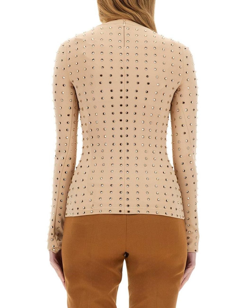 Sportmax Natural Embellished Crew Neck Top