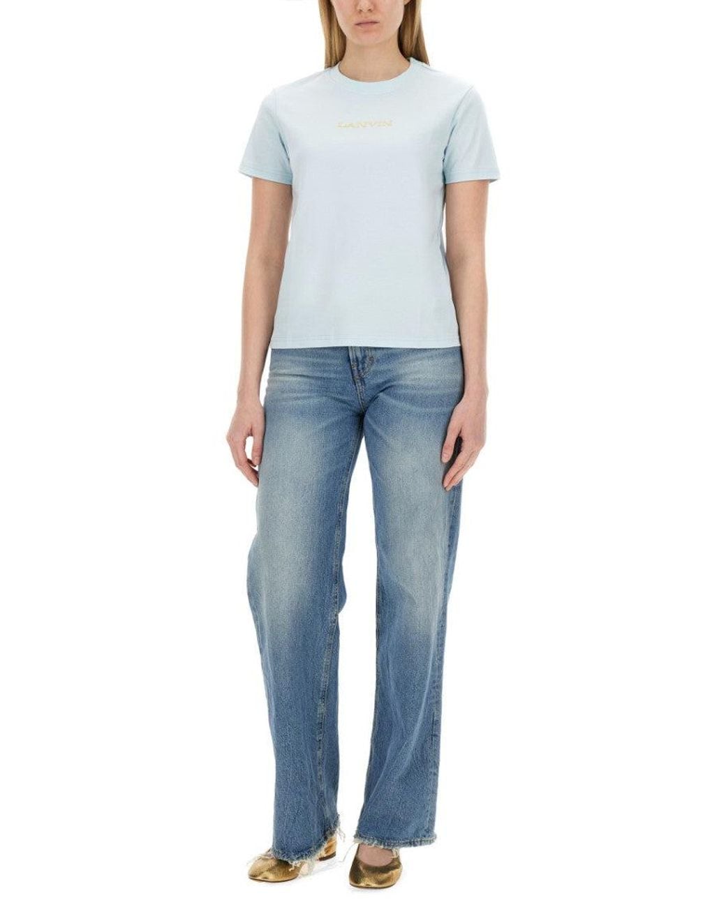 Lanvin Blue Sky Logo Crew Neck T-Shirt