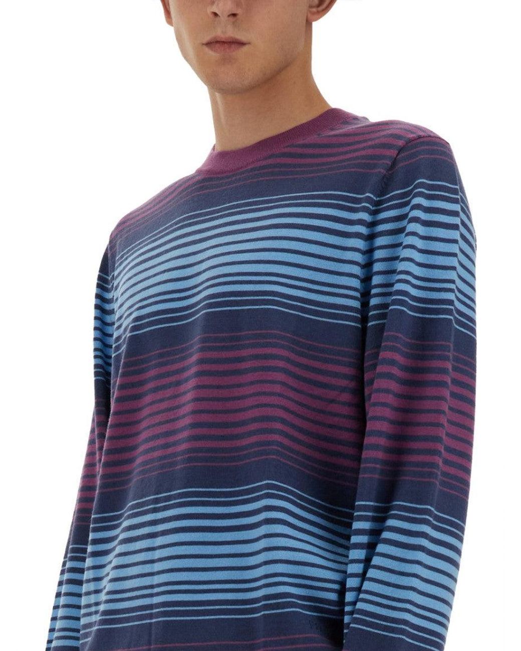 Paul Smith Blue Relaxed-Fit Striped Merino Wool Sweater for men