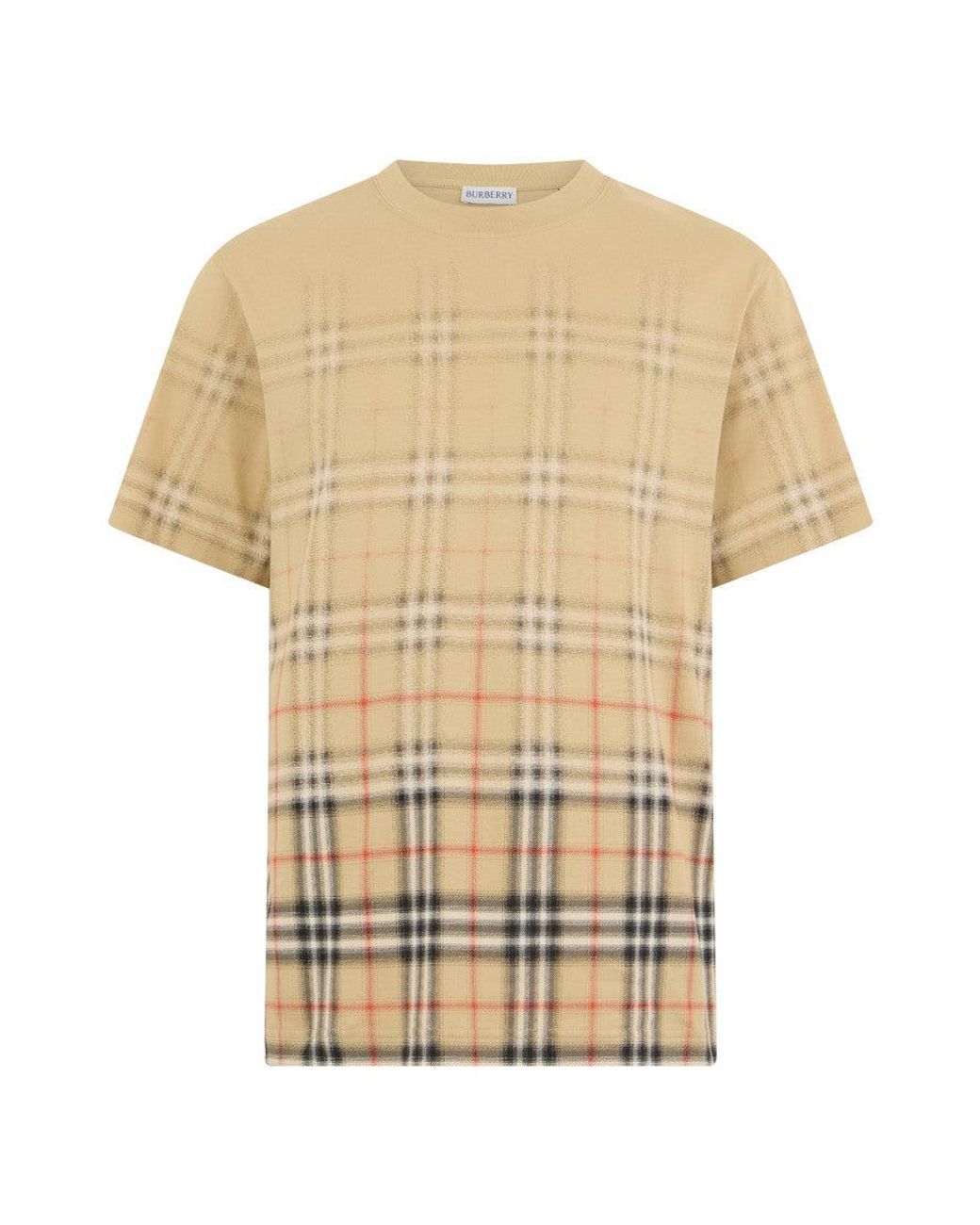 Burberry White Burberry Checked Cotton T-Shirt for men