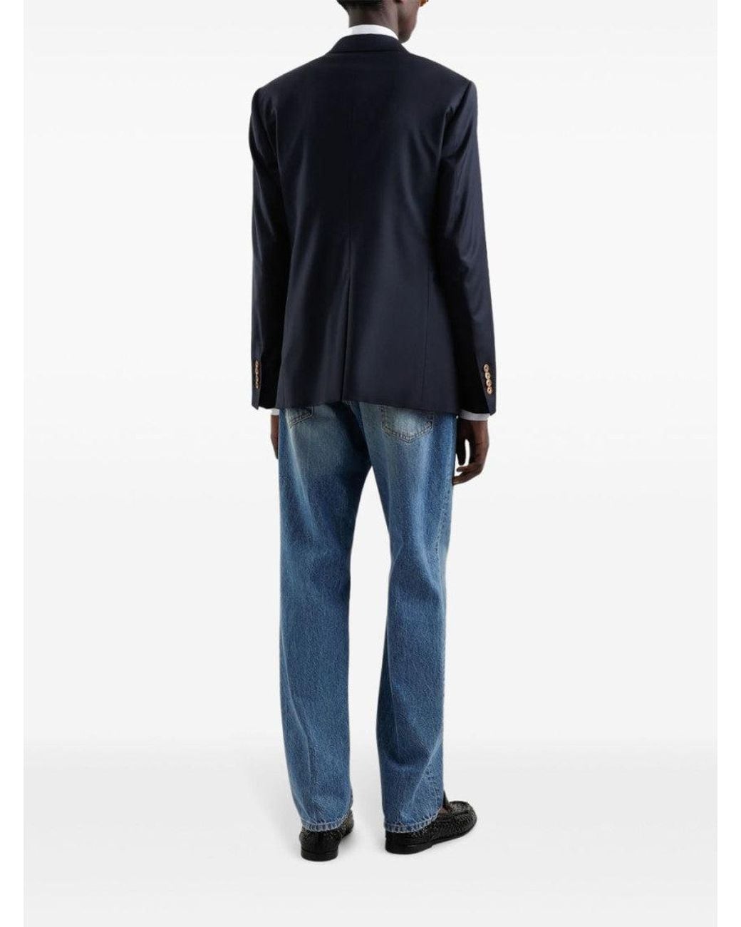 Dolce & Gabbana Blue Logo Application Blazer for men