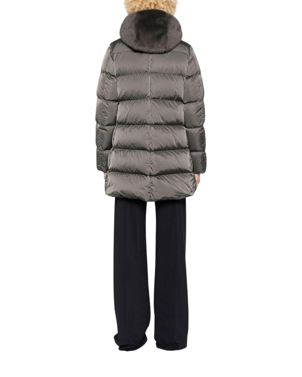Herno Gray Quilted Hood Jacket