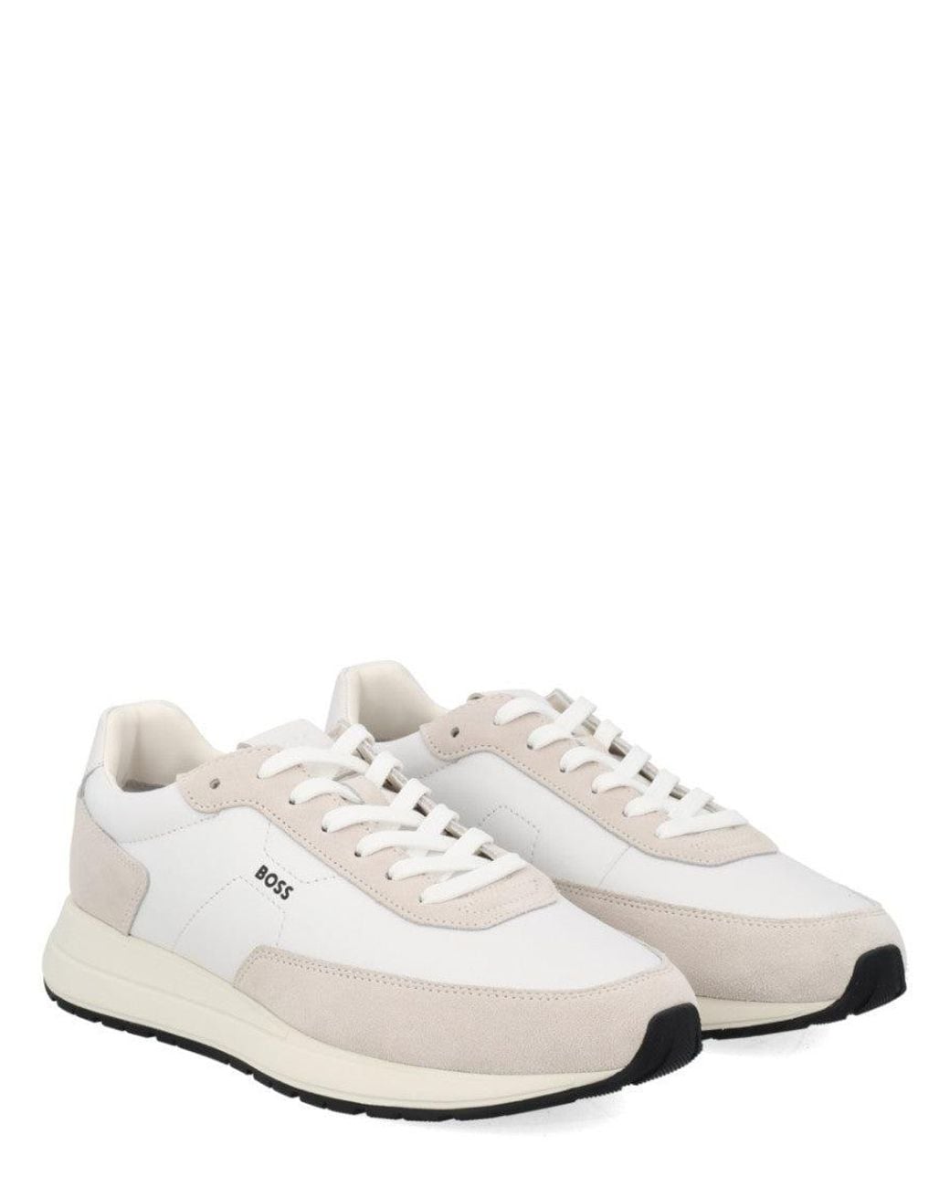 Boss White Solid Vinston Sneakers for men