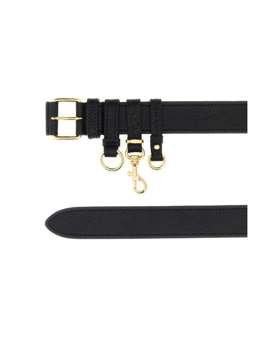 Miu Miu Black Textured Buckle Belt