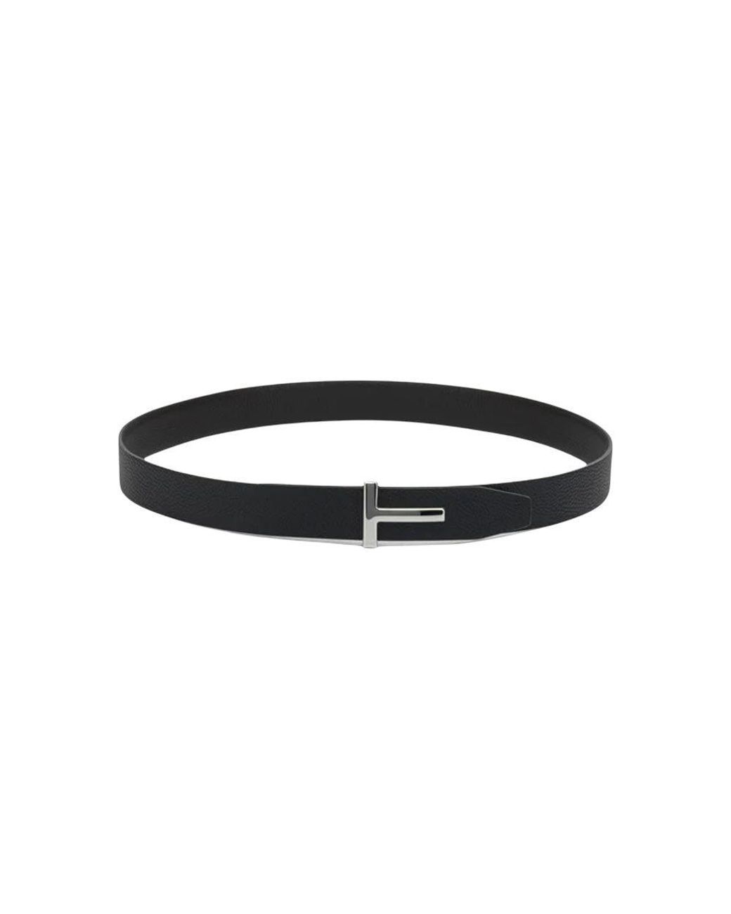 Tom Ford Black T Logo Belt for men