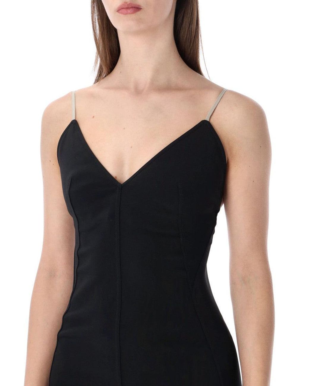Rick Owens Black Sleeveless V-Neck Maxi Gown