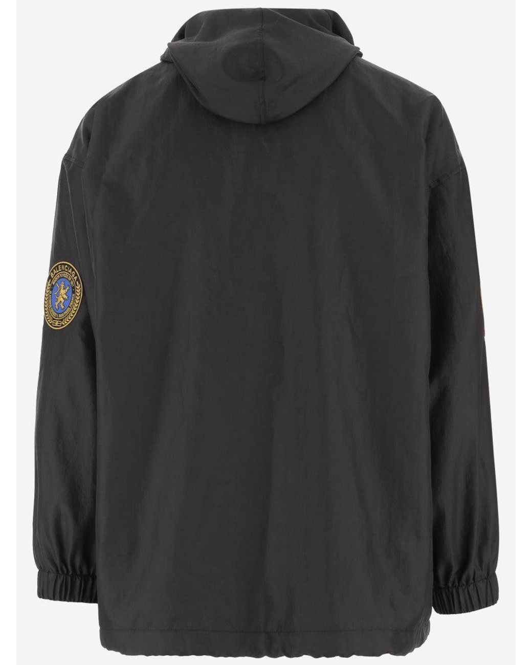 Balenciaga Black Nylon Jacket With Logo Polyester for men