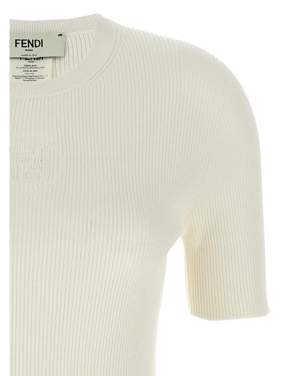 Fendi White Dévoré Logo Sweater