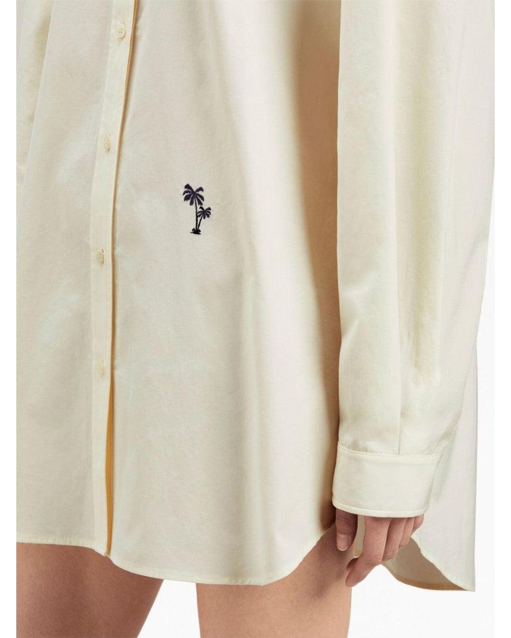 Palm Angels White Logo Cotton Shirt