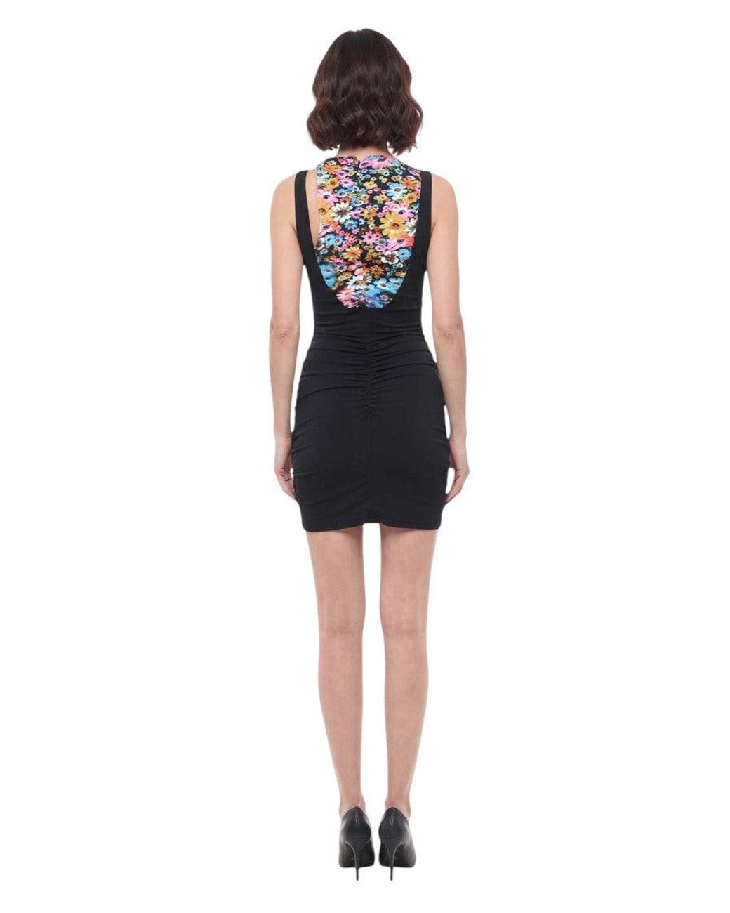 Stella McCartney Red Floral Round Neck Mini Dress
