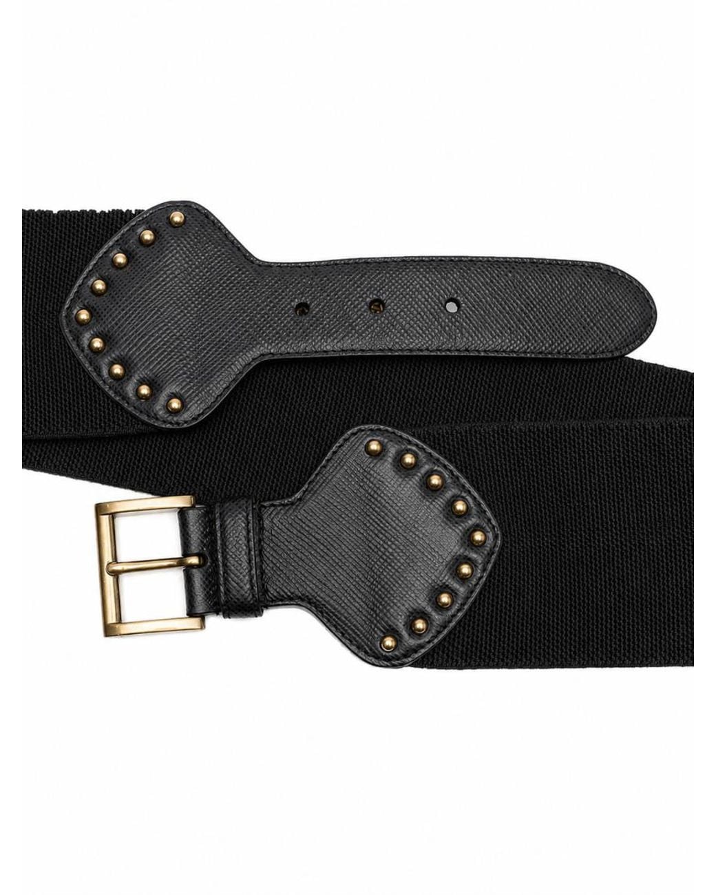 Prada Black Solid Embellished Belt