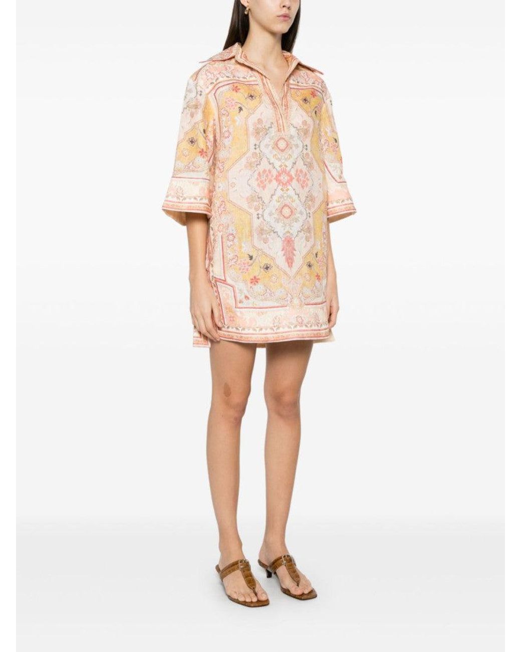Zimmermann Natural Wylie Printed Linen Tunic