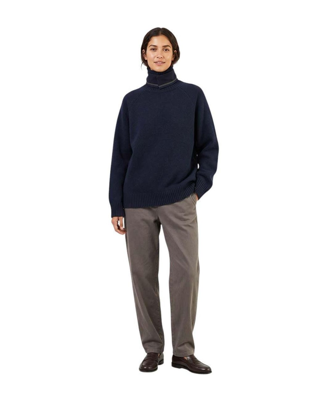 Brunello Cucinelli Blue Mock Collar Sweater