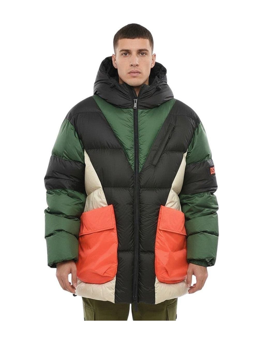 DSquared² Green Quilted Hood Jacket for men