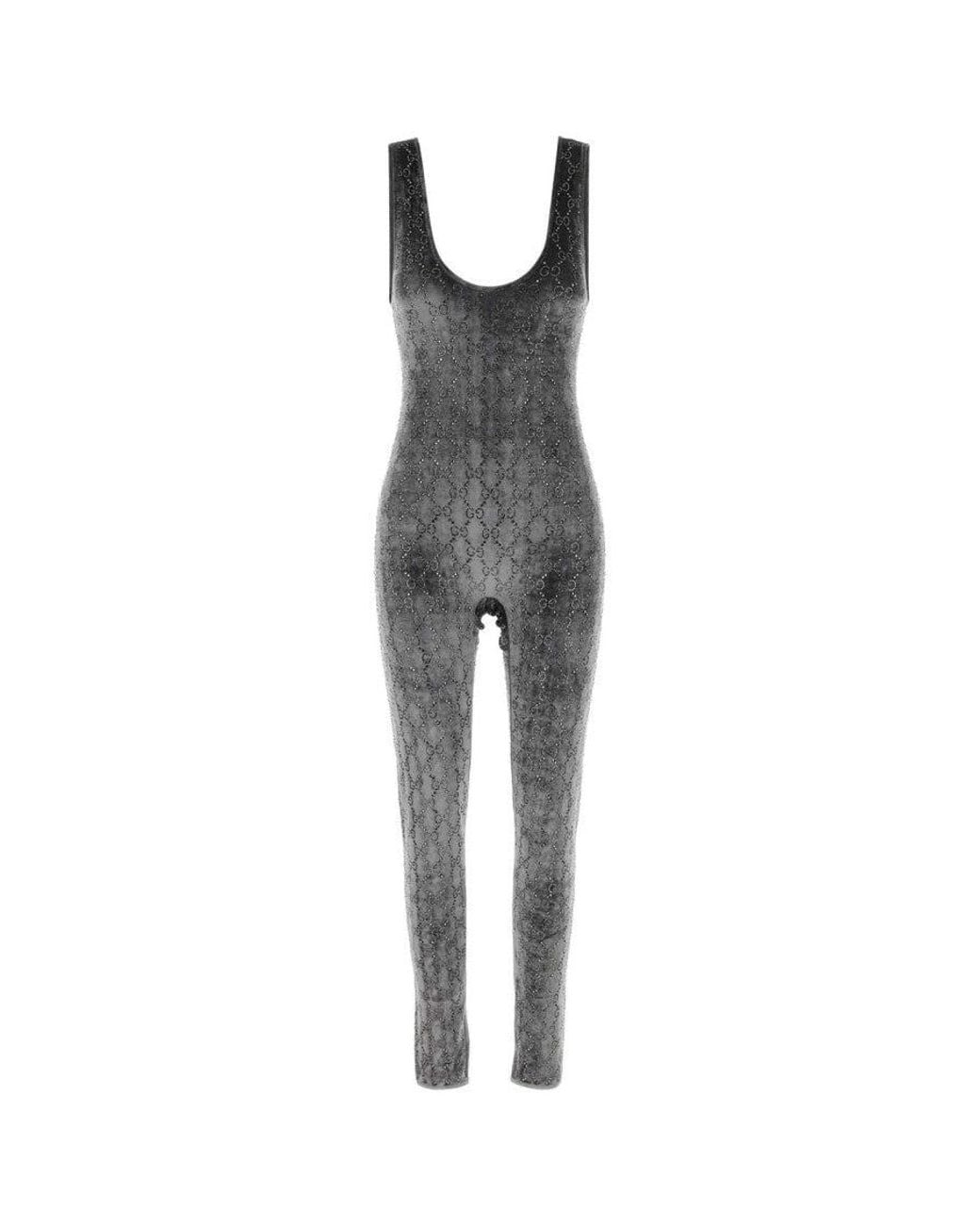 Gucci Gray Logo Scoop Neck Jumpsuit