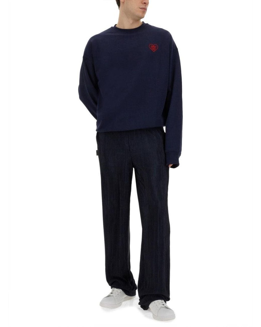 FAMILY FIRST Blue Dark Pleated Trousers for men