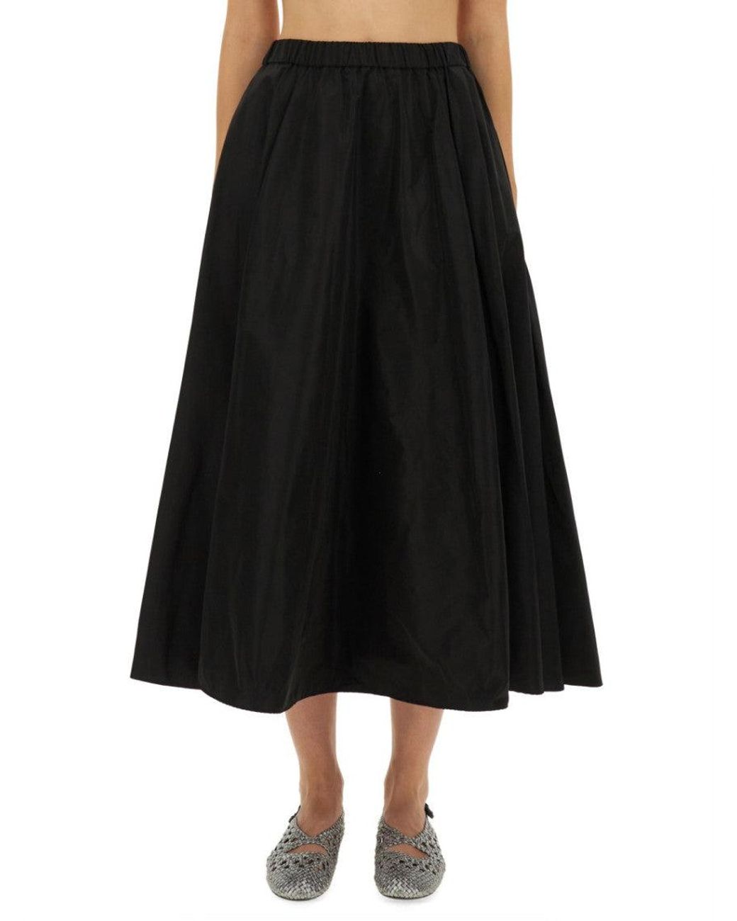 Aspesi Black Solid Midi Skirt
