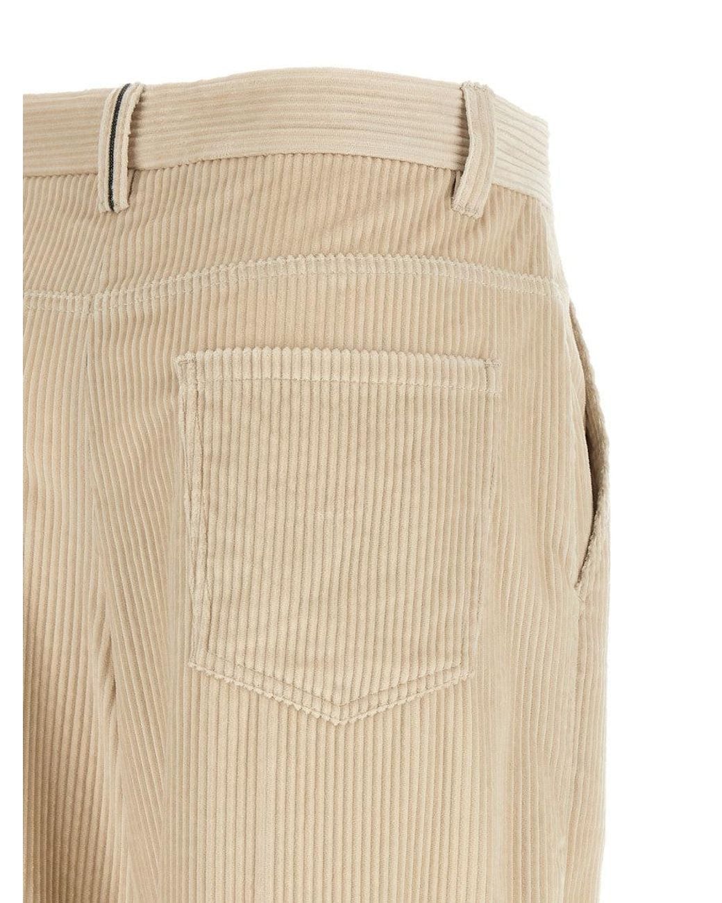 Brunello Cucinelli Natural Loose Flat Front Pants